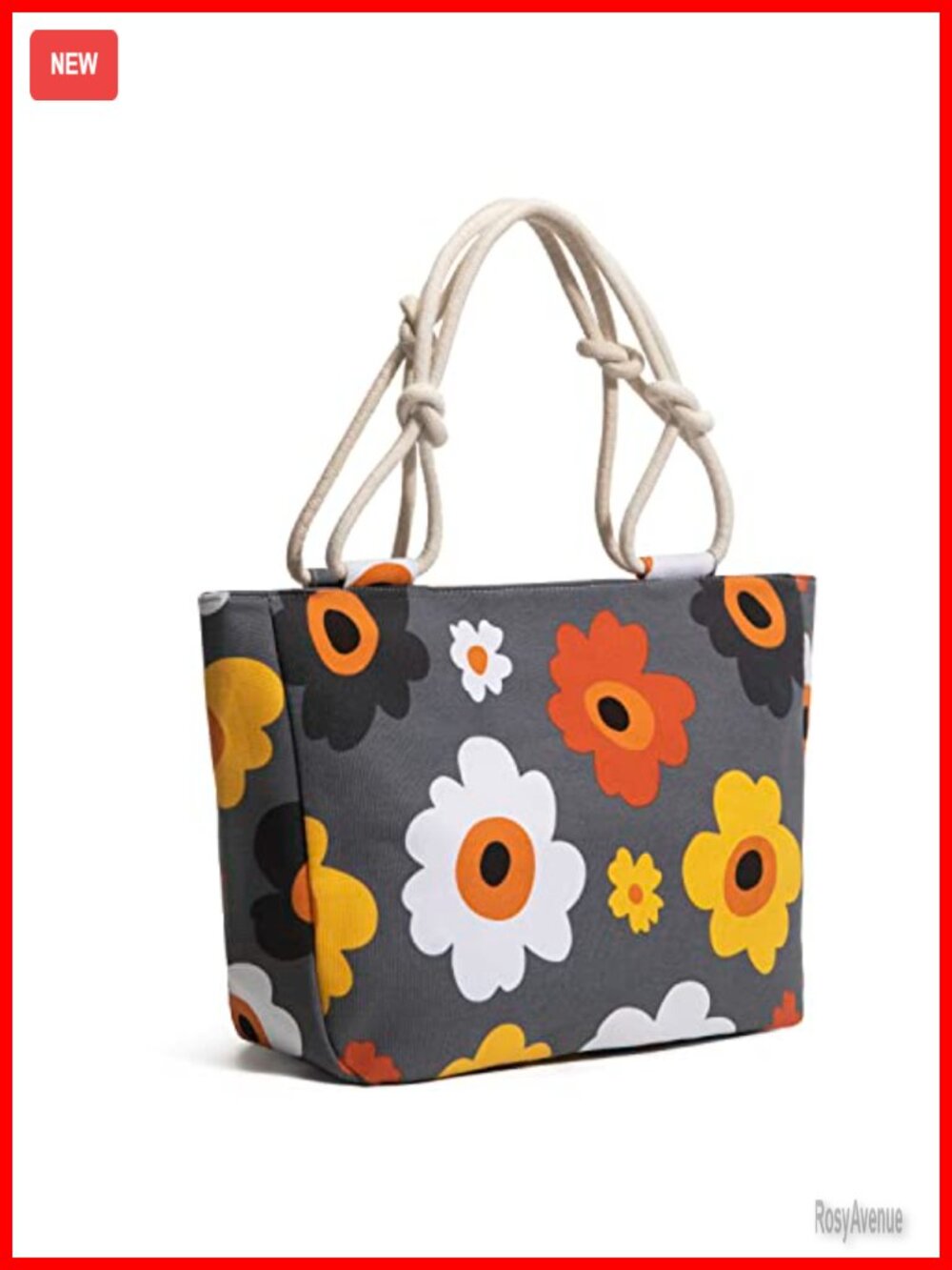 Large Canvas Tote Bag for Women Floral Print Shoulder Bag